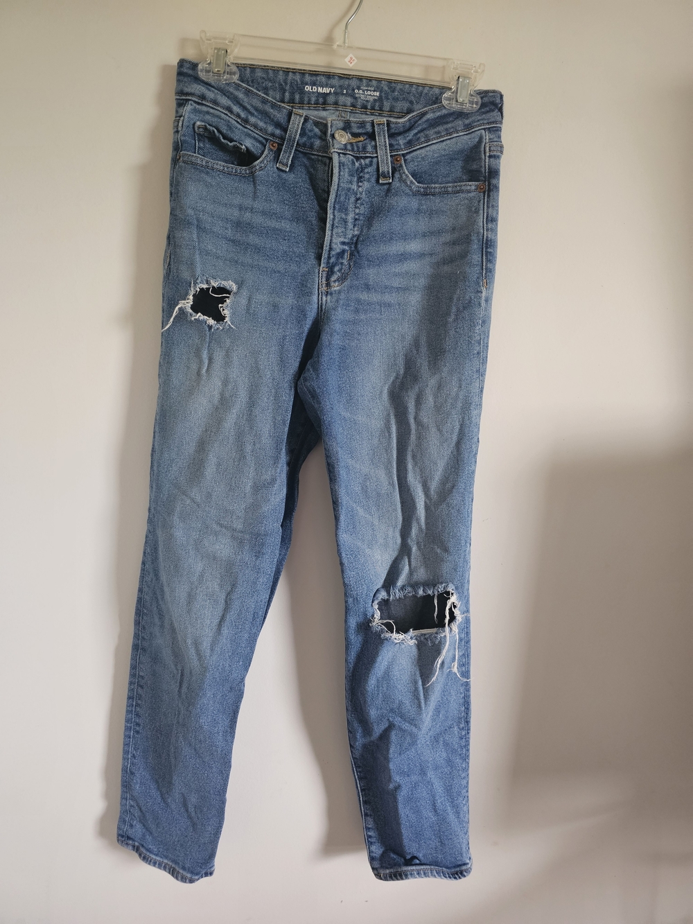 Old Navy O.G. Loose High Rise Light Blue Distressed Jeans